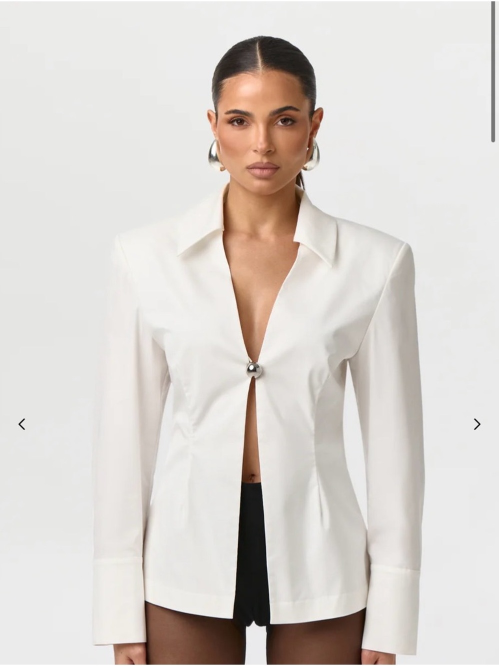 naked wardrobe Cream Button-Front Tailored Blouse